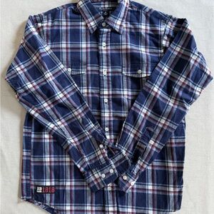 Boy’s Brooks Brothers Fleece Flannel Blue Plaid Button Down Shirt size M nwot